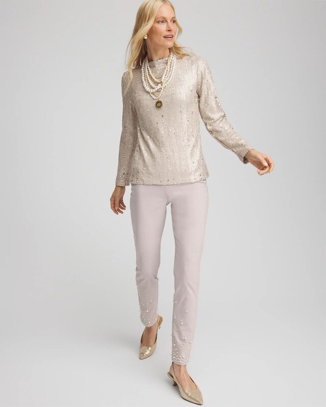 Sequin Funnel Neck Tee - image 2